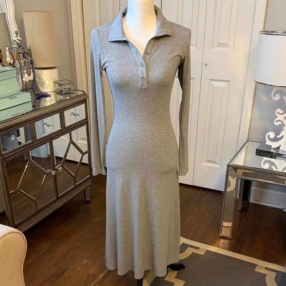 Bold & Chic By Block Sz Small Gray Long Sleeve Ribbed Dress NWT ❤️